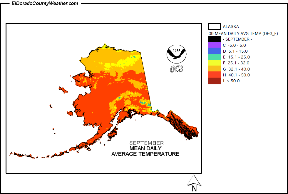 Alaska September Annual Mean Daily Average Temperature